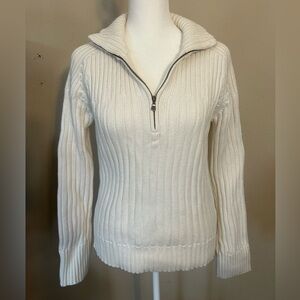 Vintage Calvin Klein Women’s Cream Ribbed Sweater 1/4 Zip, size M (A2)